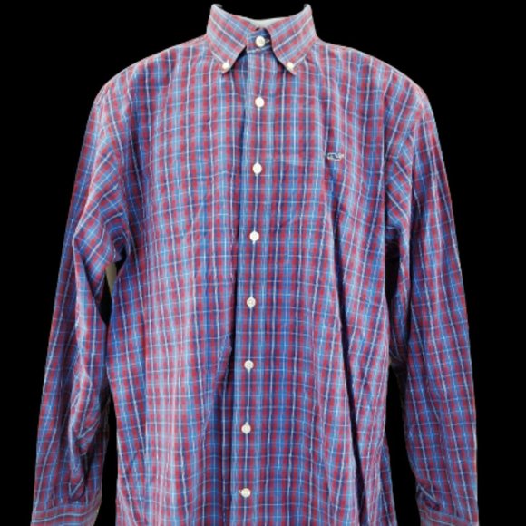 2 ofVineyard Vines Whale Shirt Mens button Up Long Sleeve Shirt Multi Plaid Sz M - Picture 1 of 6
